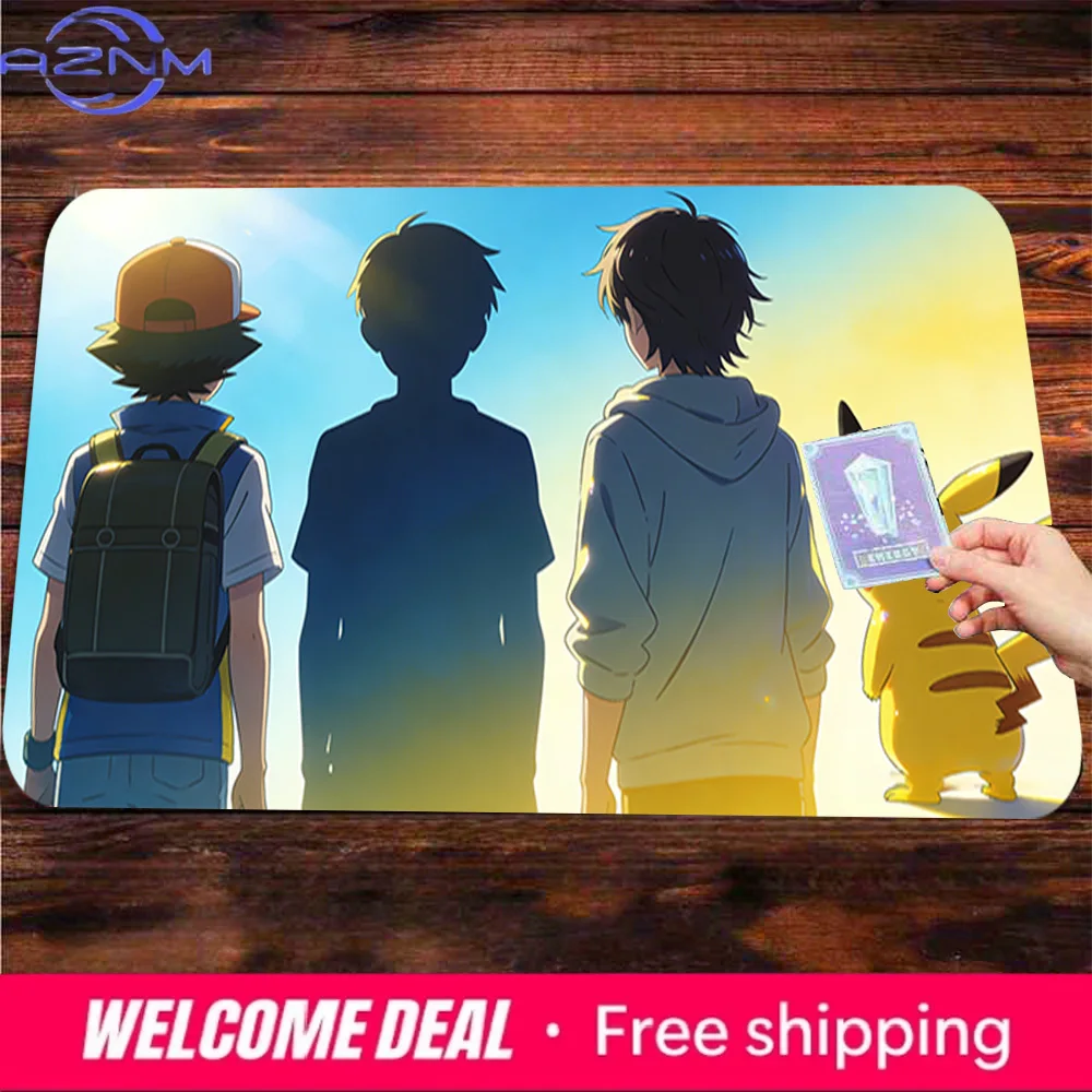 

Игровой коврик для мыши Pokemon Ash & Pikachu Sunset Silhouette, нескользящий коврик для стола