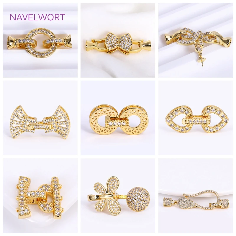 18K Gold Plated Pearl Clasp Connector,Clasps For Jewelry,Brass Fasteners Lock Clasp Accessories DIY Jewelry Making Supplies