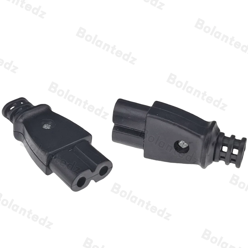 Bolantedz 1Pcs C8 male power socket C7 female plug power outlet embedded electric connector connector 35mm*15mm AC 2.5A 5A 250v