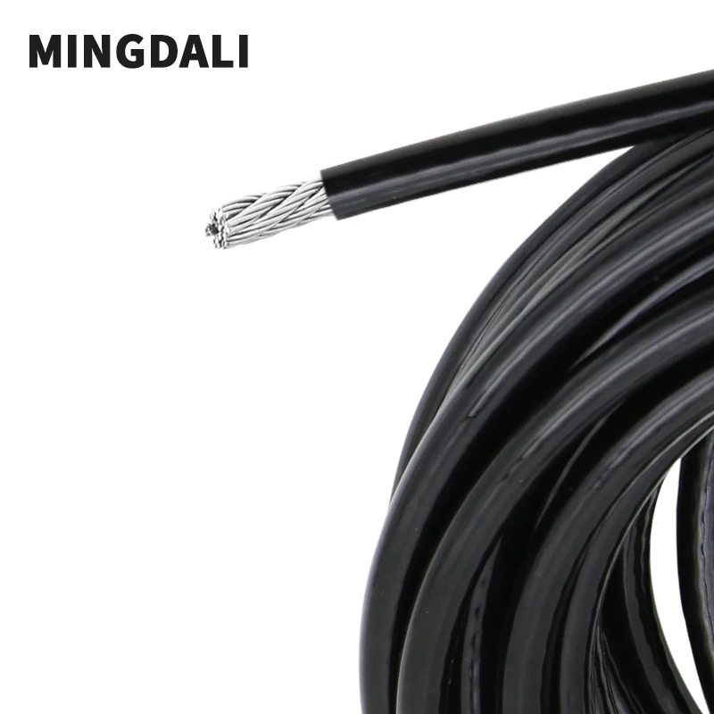 304 stainless steel metal cable with black PVC coating diameter of 1/1.2/1.5/2/3/4/5/6mm, clothesline