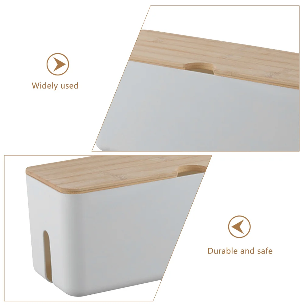 

Cable Hider Case Plastic Material Wooden Lid Space Saving Wire Organizer for Bedroom Living Room Office
