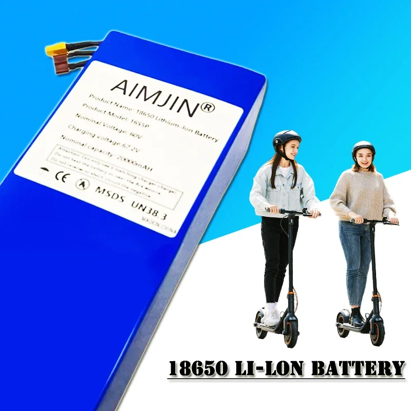 New 60v battery 20000mAH 16s5p 18650Lithium Battery Pack with BMS for Motorcycle, scooter, Bicycle 2000W Motor