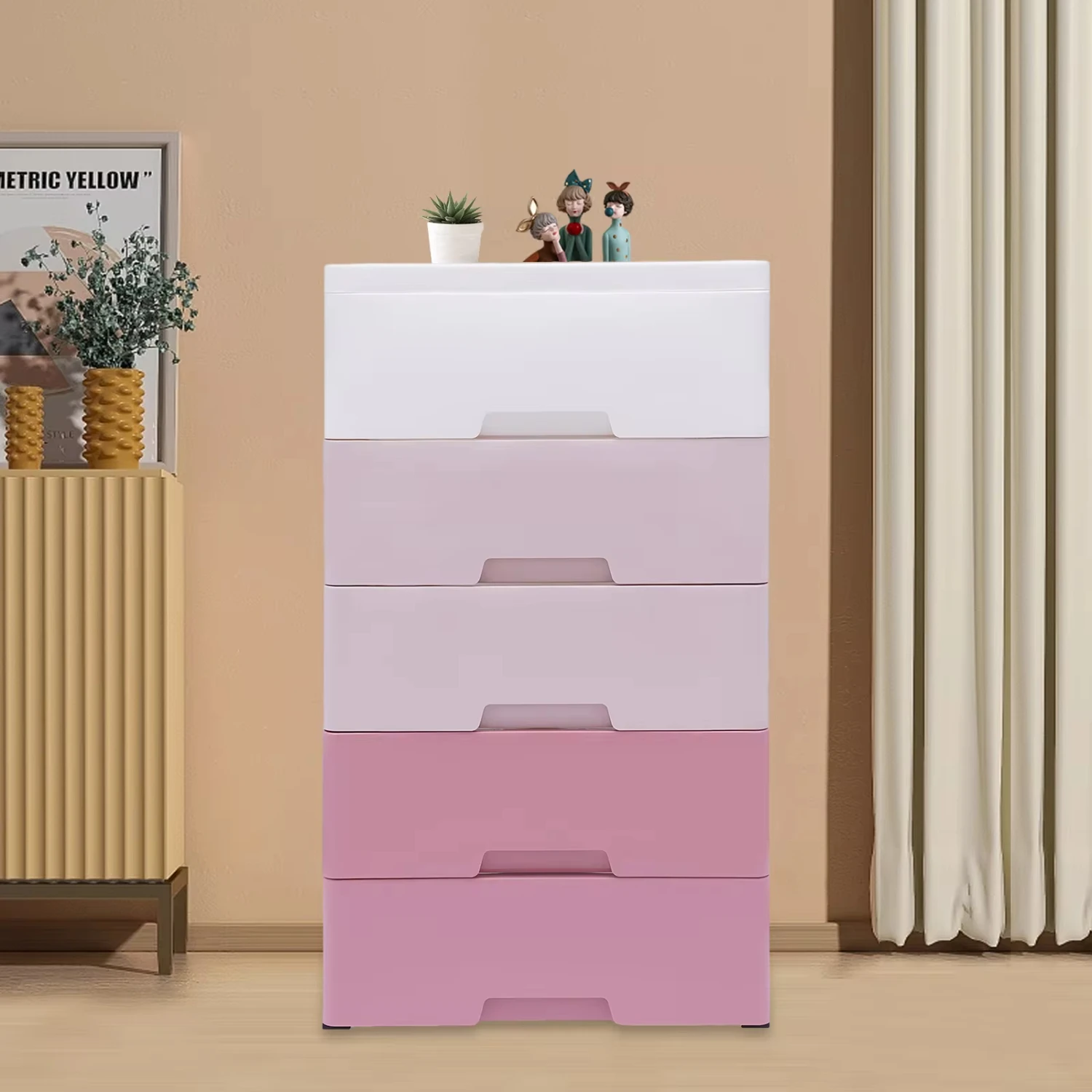 Simple Style Modern  Box Pink and white  Cabinet Shoe Rack  Entryway Shoe Cabinet 5 Layers Wardrobe  Box Paper towel holder