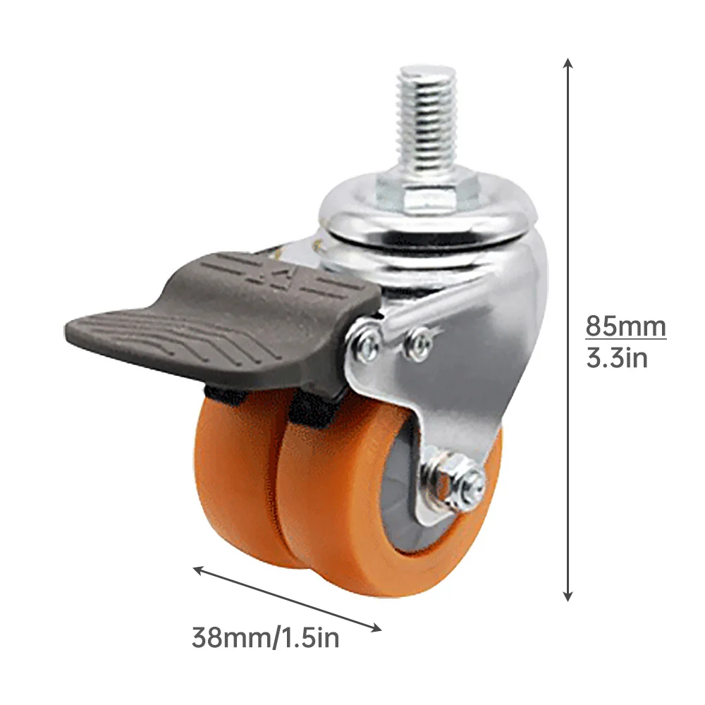 1pc 1.5 Inch Filament Rod Double Row Nylon Universal Wheel Tools for Furniture with Brake