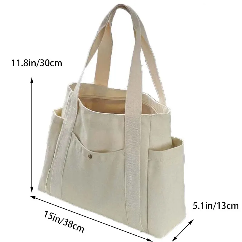 Large Capacity Canvas Tote Bags for Work Commuting Carrying Bag College Style Student Outfit Book Shoulder Bag Shopping Bag