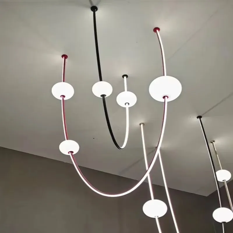Modern Glass Ball Chandelier Living Room Led Curve Light Dimmable Staircase Light Villas Loft Dinning Table Nordic Hanglamp