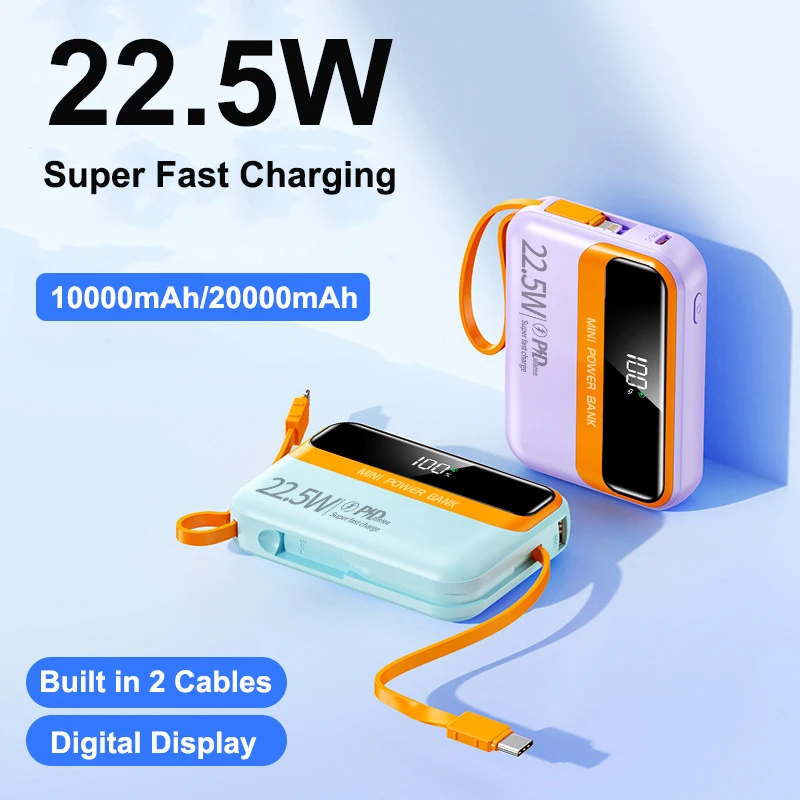 باور بانك صغير 20000 مللي أمبير في الساعة من النوع C 22.5 وات شحن سريع شاحن محمول باور بانك لهاتف آيفون وسامسونج وهواوي وشاومي بطارية خارجية