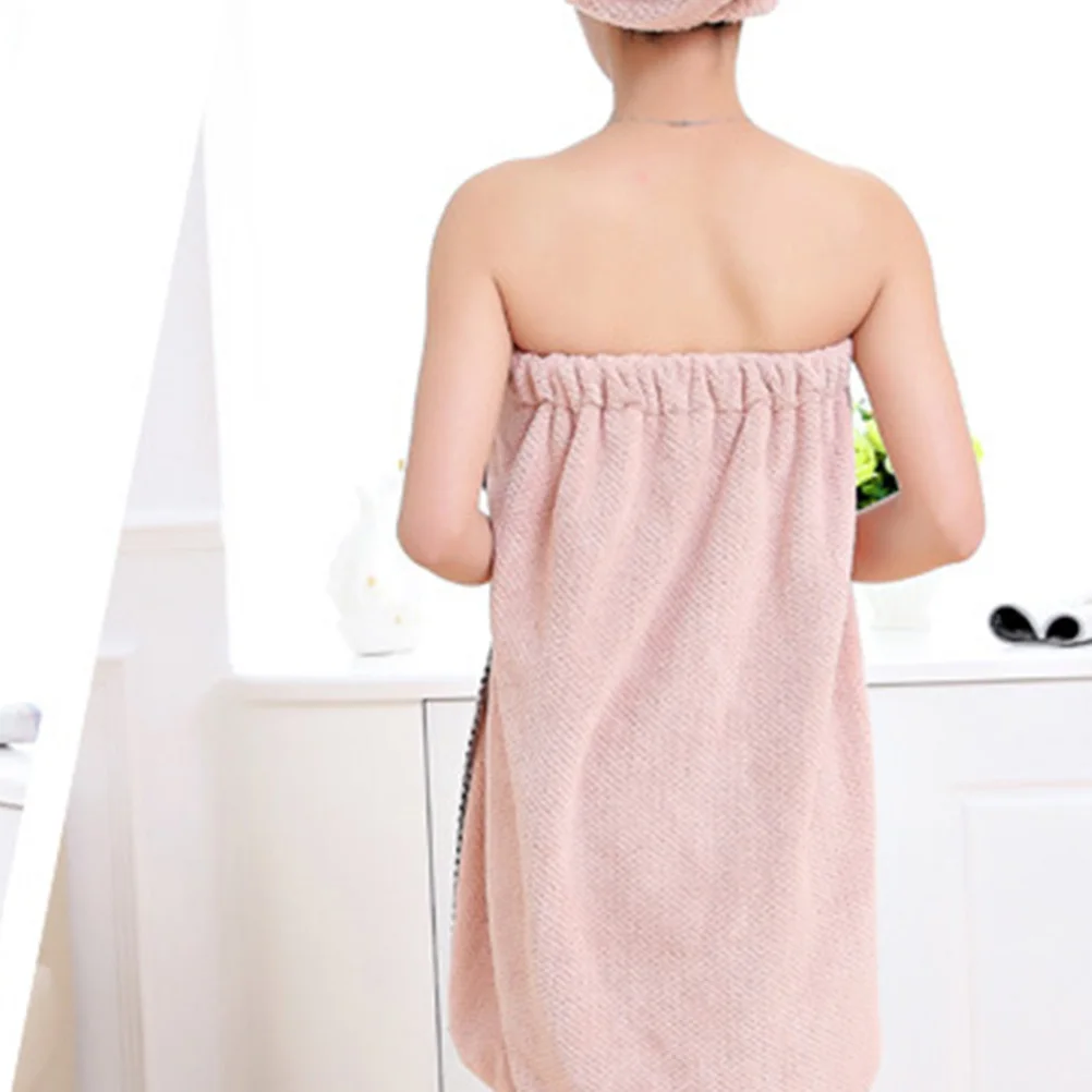 

1Pcs Pink Strapless Bathrobe Soft Absorbent Lightweight Large Shower Towel Bath Wrap Bathing Skirt Home Spa Bathing Towel