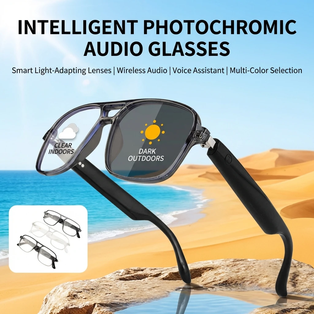 

Новые умные очки GS10 2026 года для мужчин и женщин: меняющие цвет линзы, Bluetooth-звонки, голосовое управление ИИ, удаленная камера, воспроизведение музыки, сенсорное управление