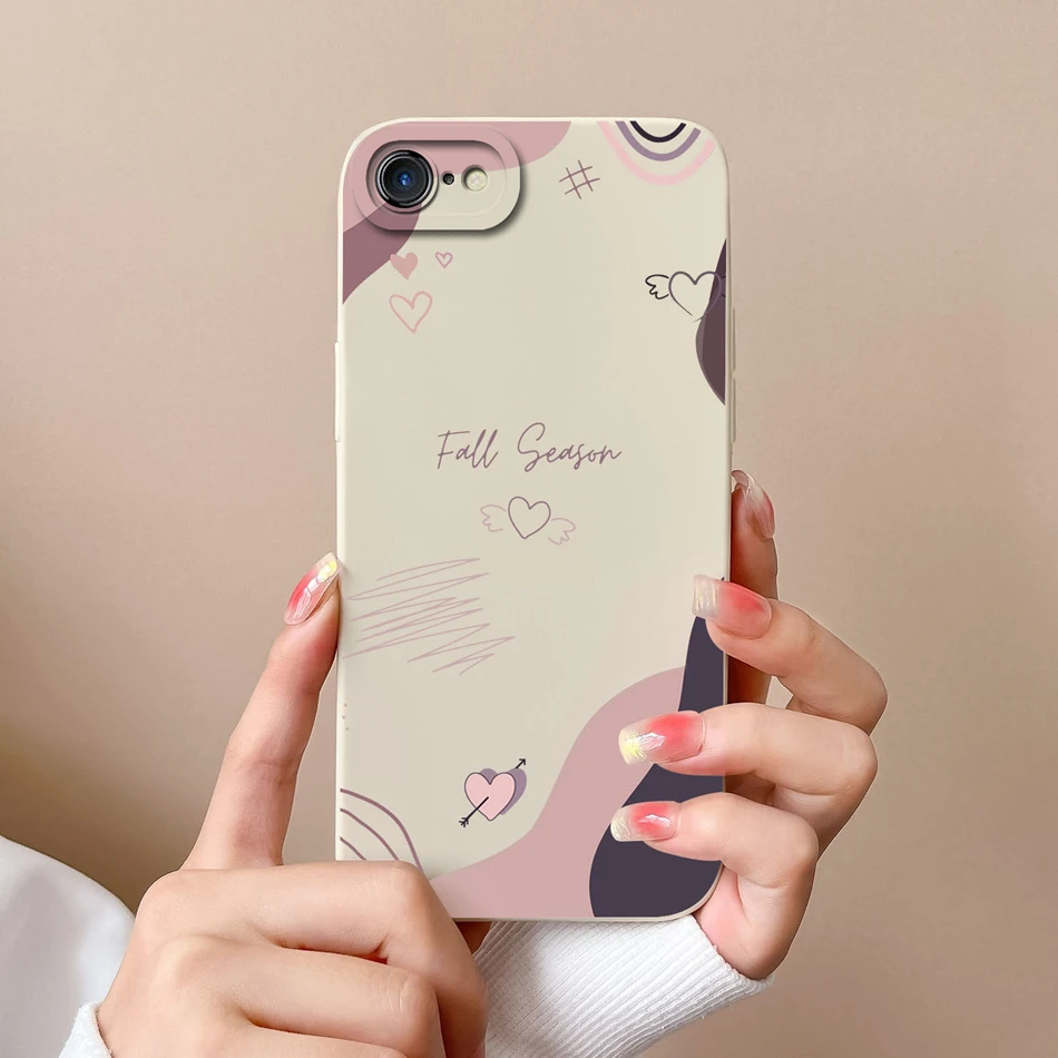 For iPhone 7 8 Plus Phone Case For iPhone SE Love Heart Back Cover For iPhone7 7+ iPhone8 8+ Funda Liquid Silicone Soft Bumper