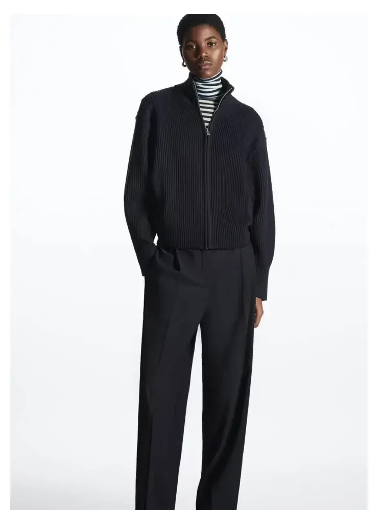 XIMIAN APPAREL 2026 YAZHIMEI cosmod new style of Women's casual version turtleneck wool blend knit zipper jacket