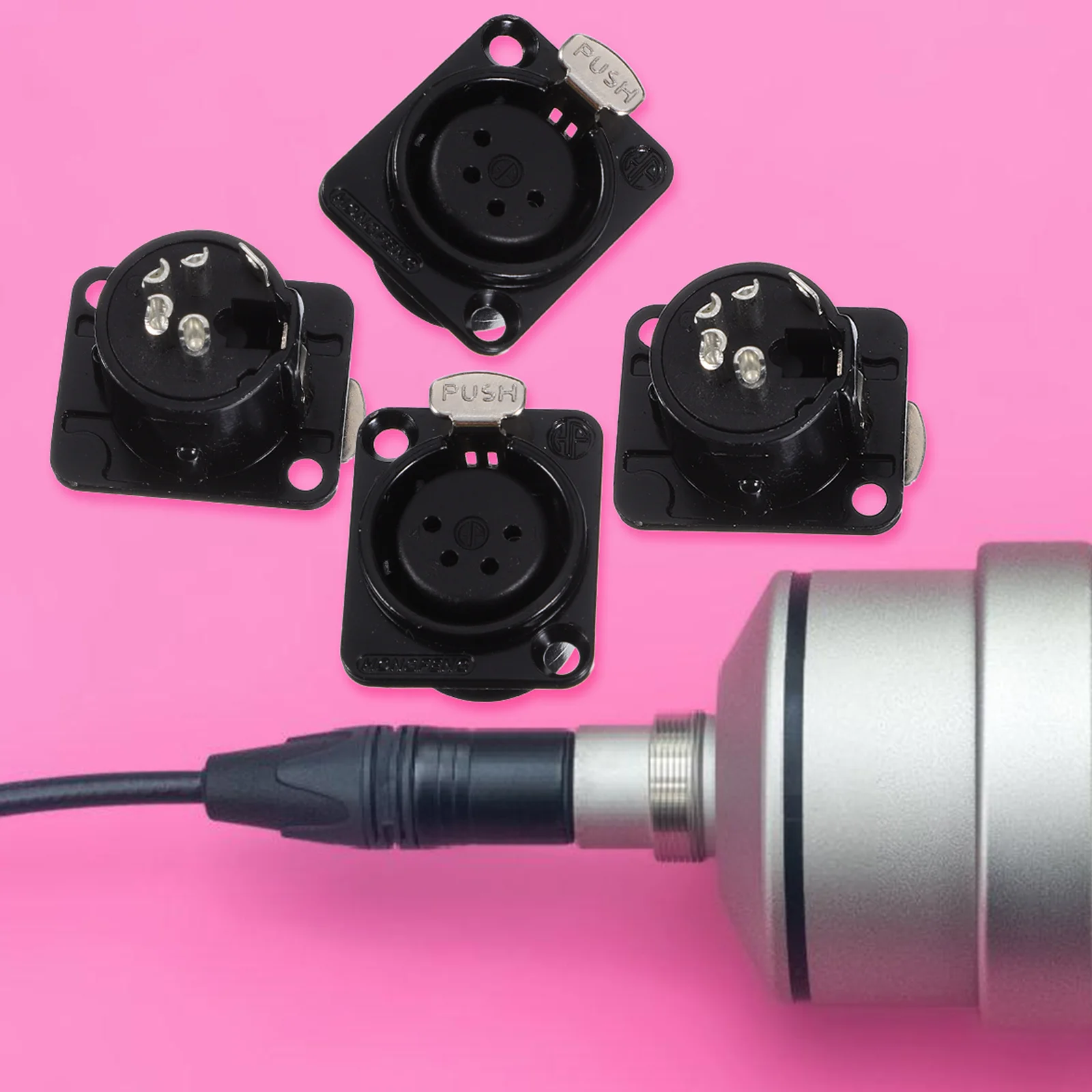 

4Pcs Xlr Connector 4 Pin Female Jack Socket Microphone Parts Sturdy Practical Gift Choice Wide Compatibility Xlr Connector