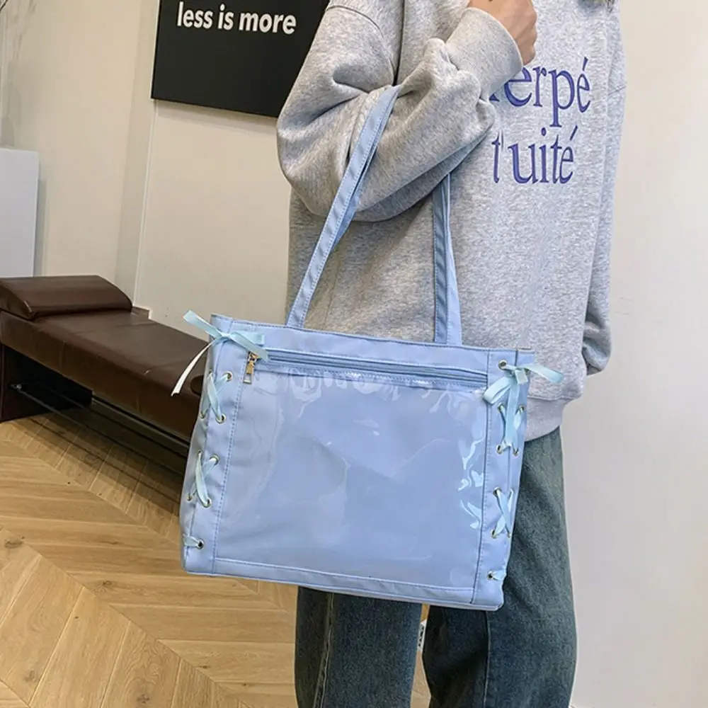 

Single Badge Itabag Simple Itabag Lace-up Badge Display Transparent Pocket Idol Merchandise Storage Solid Color Shoulder Bag