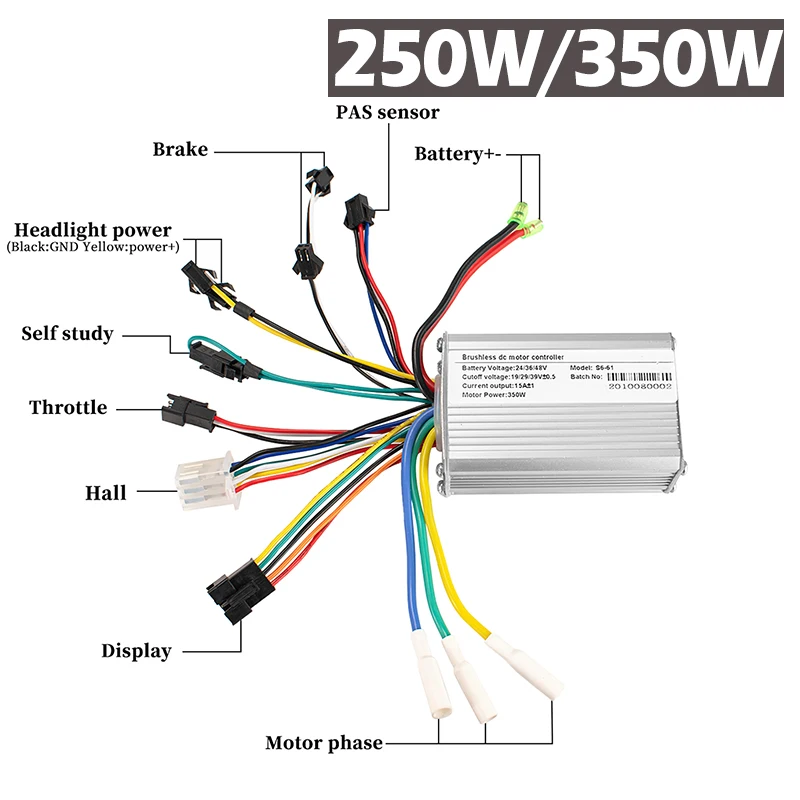 Electric Bike Brushless Controller 25A 15A with LCD Display E-bike Accessories Parts E-Scooter 500W 350W 250W 124DX Display