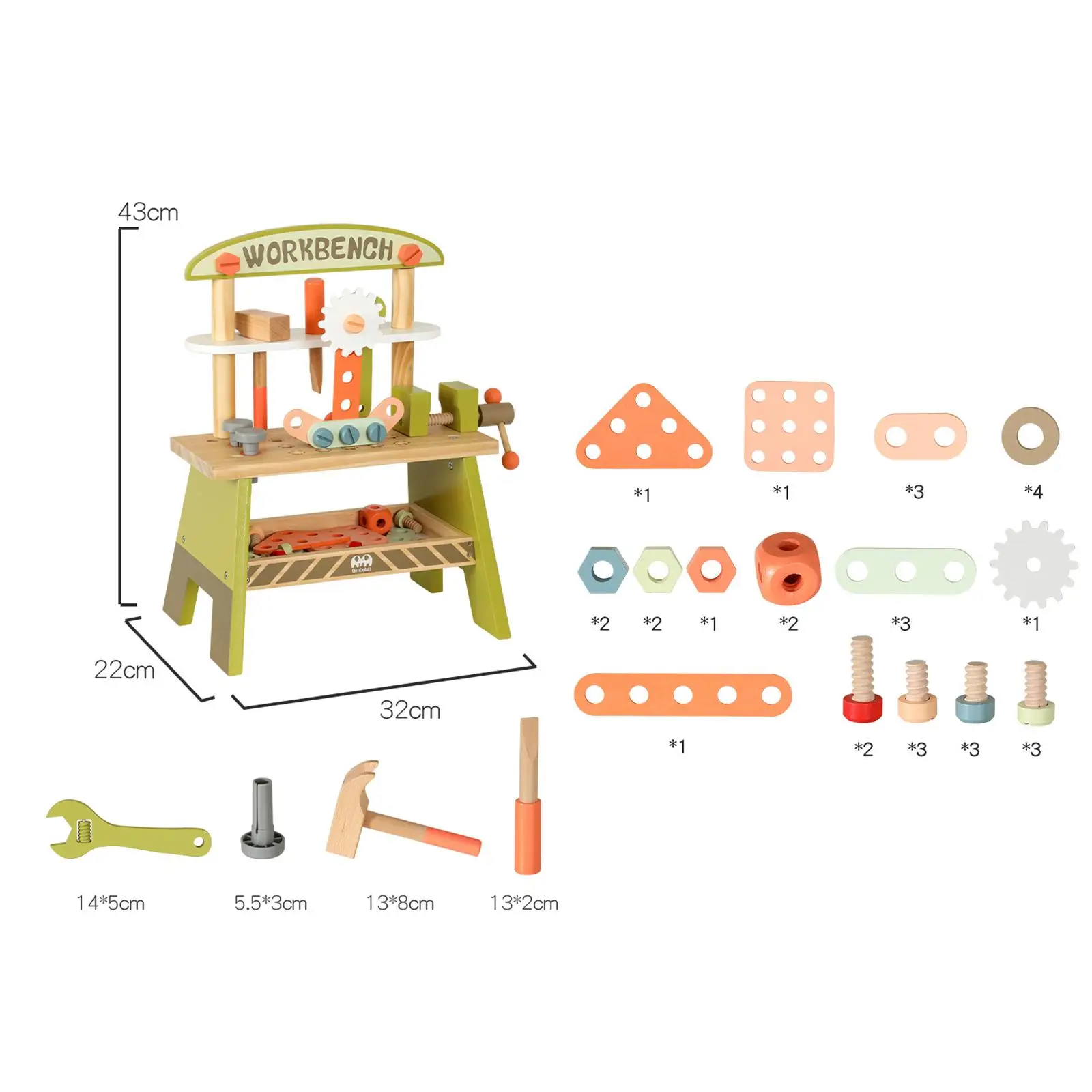 Rollenspiel-Konstruktionsspielzeug, Werkzeugbank-Spielzeug aus Holz für Kinder für den Urlaub