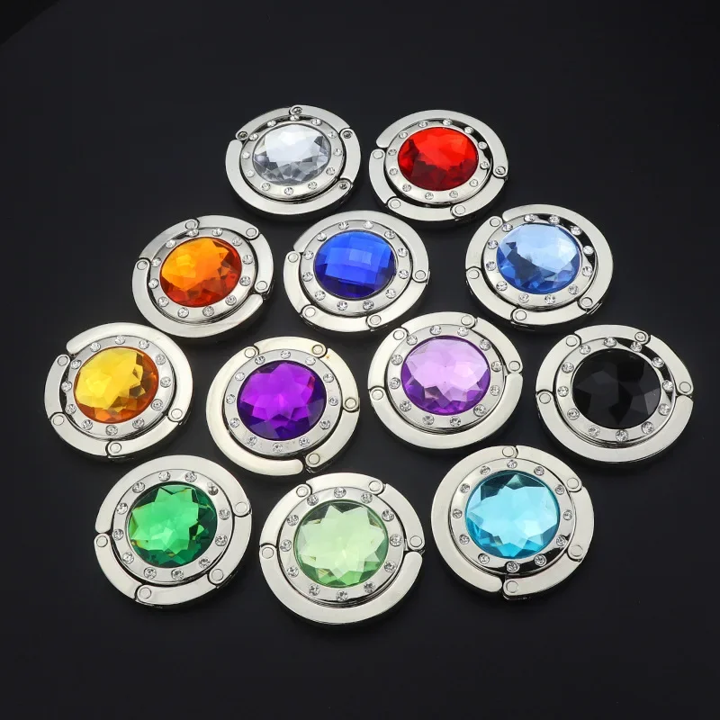 

100pcs a lot Bag Hook Portable Foldable Table Purse Bag Hooks Hanger Holder Alloy Folding Handbag 12pcs Crystal Rhinestone