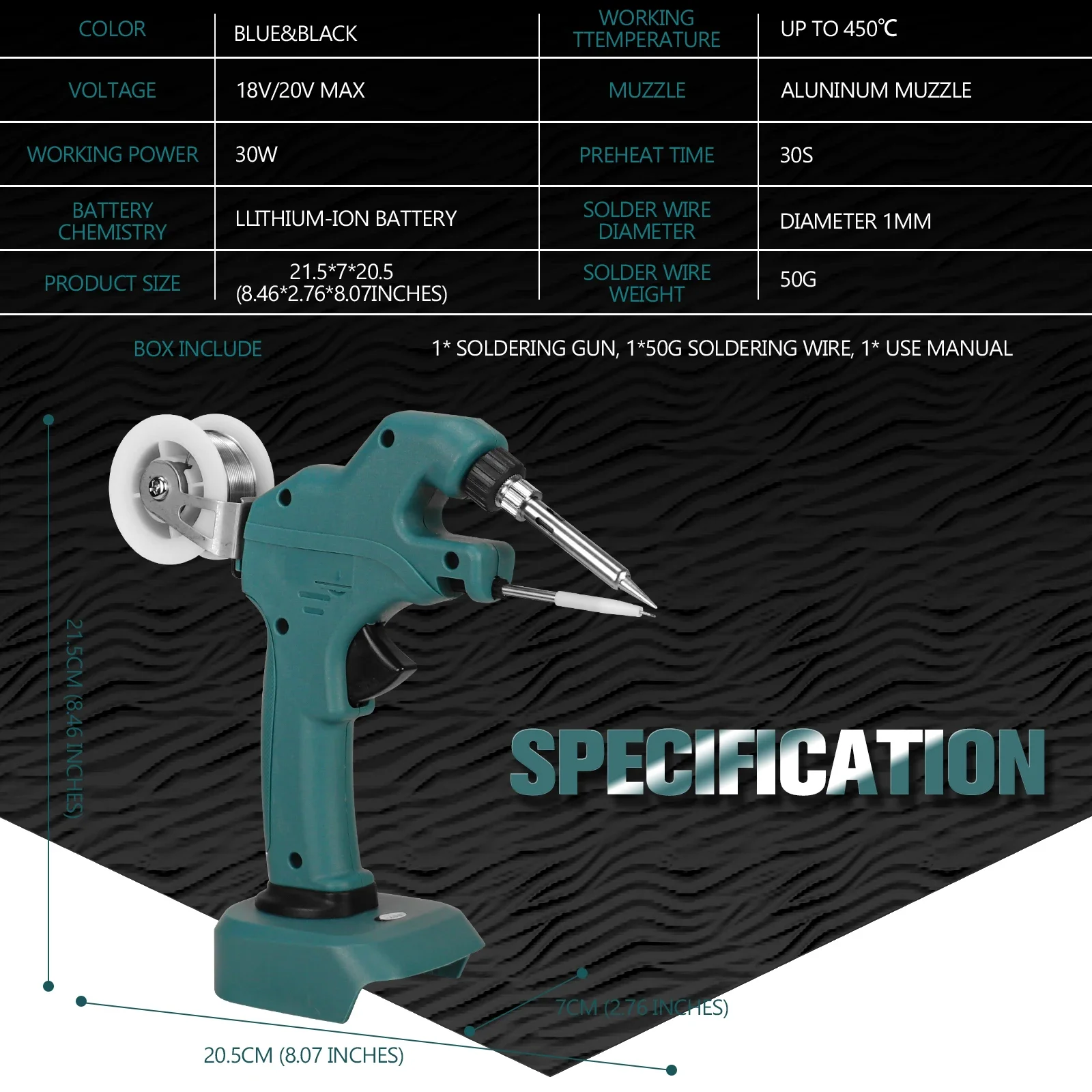 Cordless Solder Gun Electric Soldering Iron Kit with Ceramic Heater Portable Fast Welding Tools for Makita 18V Li-ion Battery