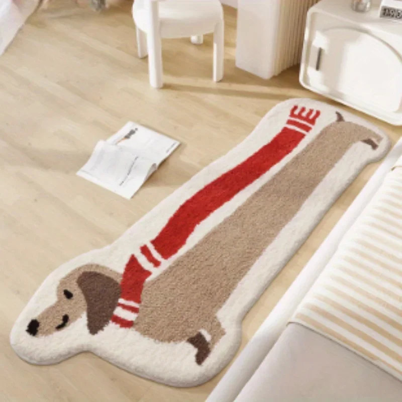 Funny cartoon poodle Floor Mat Flannel Rug Soft Non Slip Washable Door Mat For Bathroom Bedroom Kitchen Home Decor