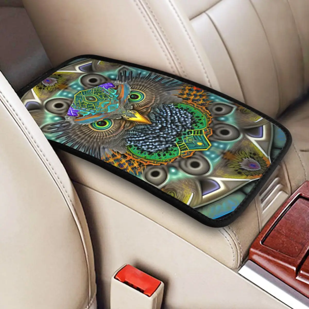 

Owl Of The Bright Car Accessories Car Handrail Box Cushion Custom Print Non-slip Car Armrest Cover