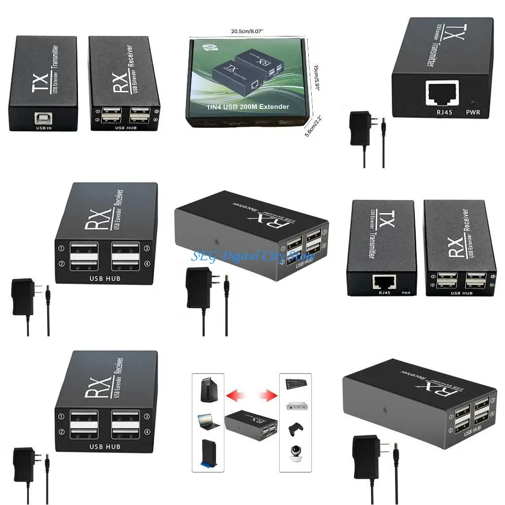 

U75B 120M USB Extenders Over RJ45 Ethernet USB Extension 4 Port USB Hub Extenders