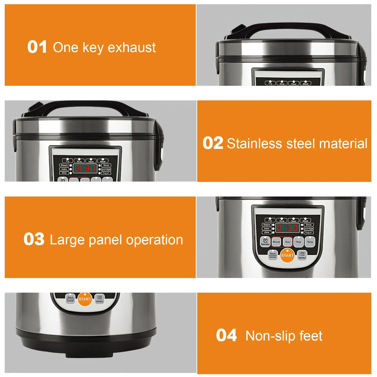 5L Elektrischer Schnellkochtopf Edelstahl Smart Multicooker für die Küche Slow Cooker Reiskocher Dampftopf Speisenwärmer 220V – Detail 2
