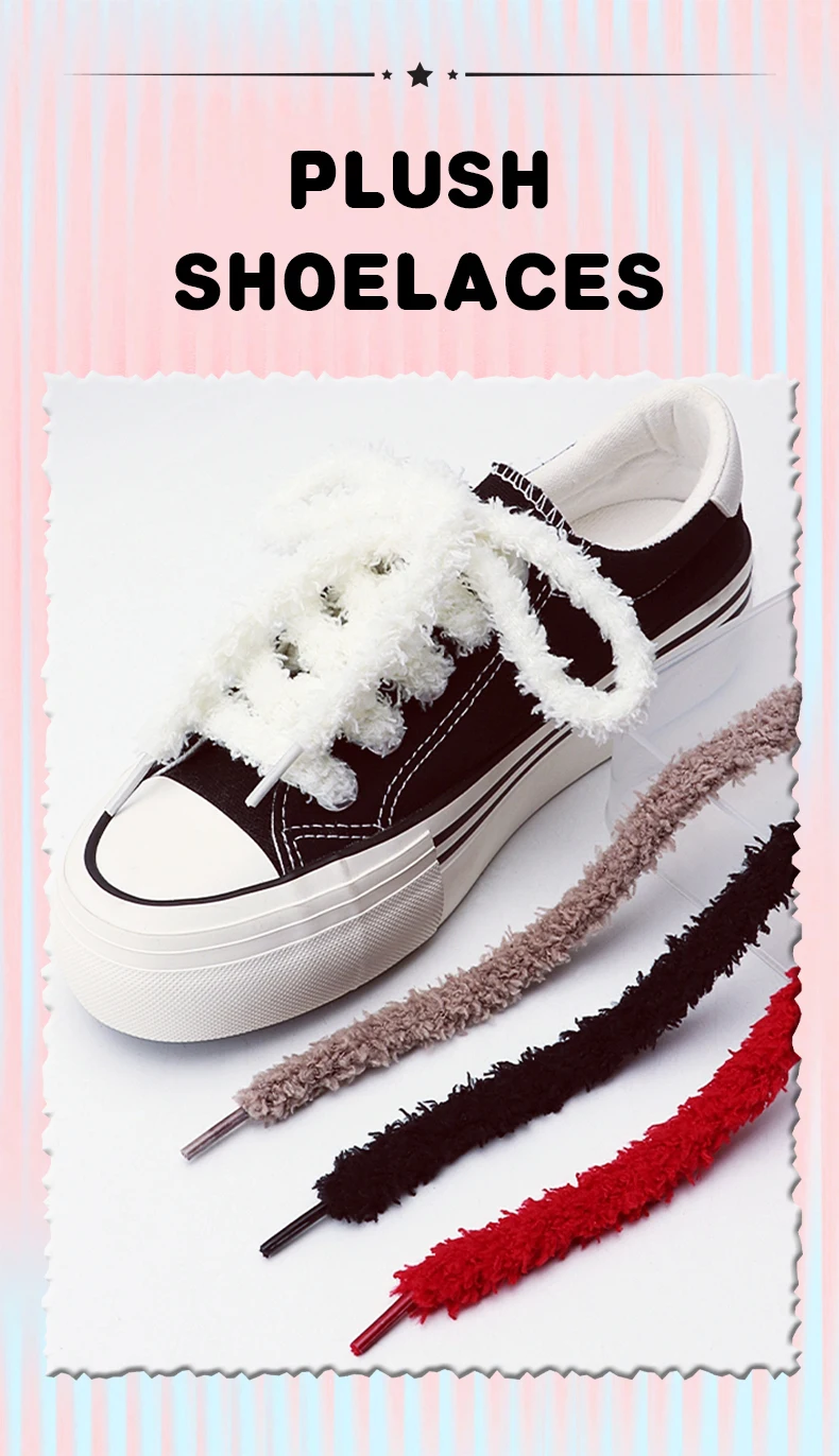 6 Farben Neue Modische Runde Plüsch-Schnürsenkel Hochwertige 1cm Breite Sneaker-Schnürsenkel Flache Freizeitschnürsenkel Schuhzubehör 100/120 Schnürsenkel 1 Paar – Detail 1