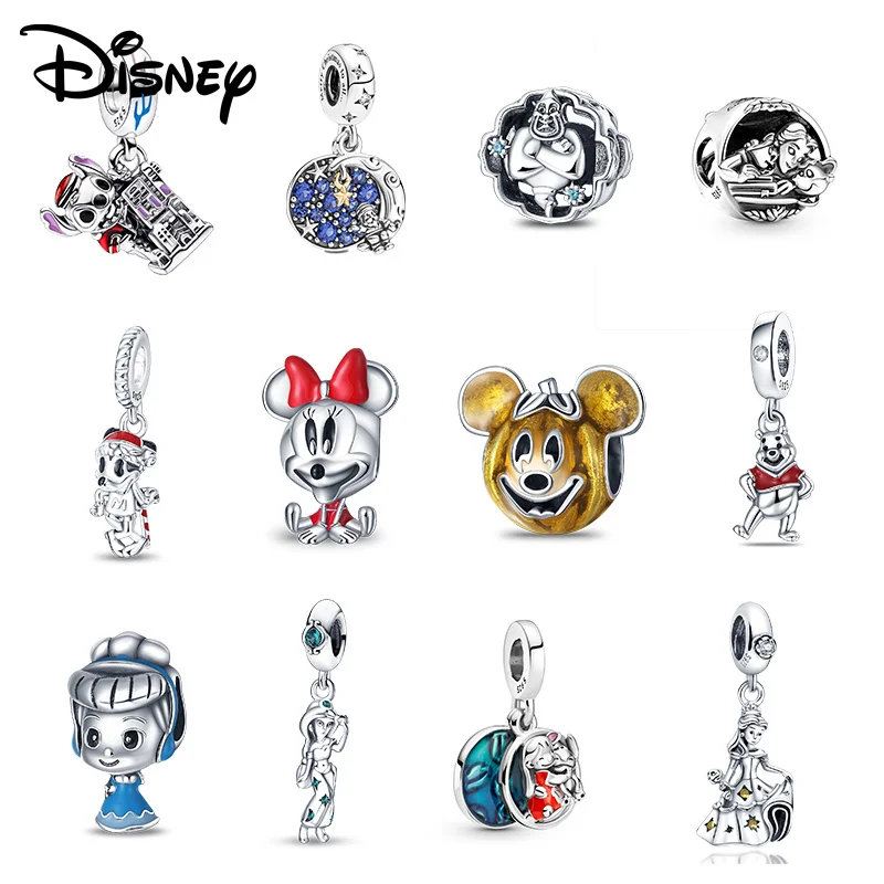 

Подвеска из серебра 925 пробы с принцессой и бусиной Минни, оригинальный браслет подходит для девочек, можно подарить подругам.