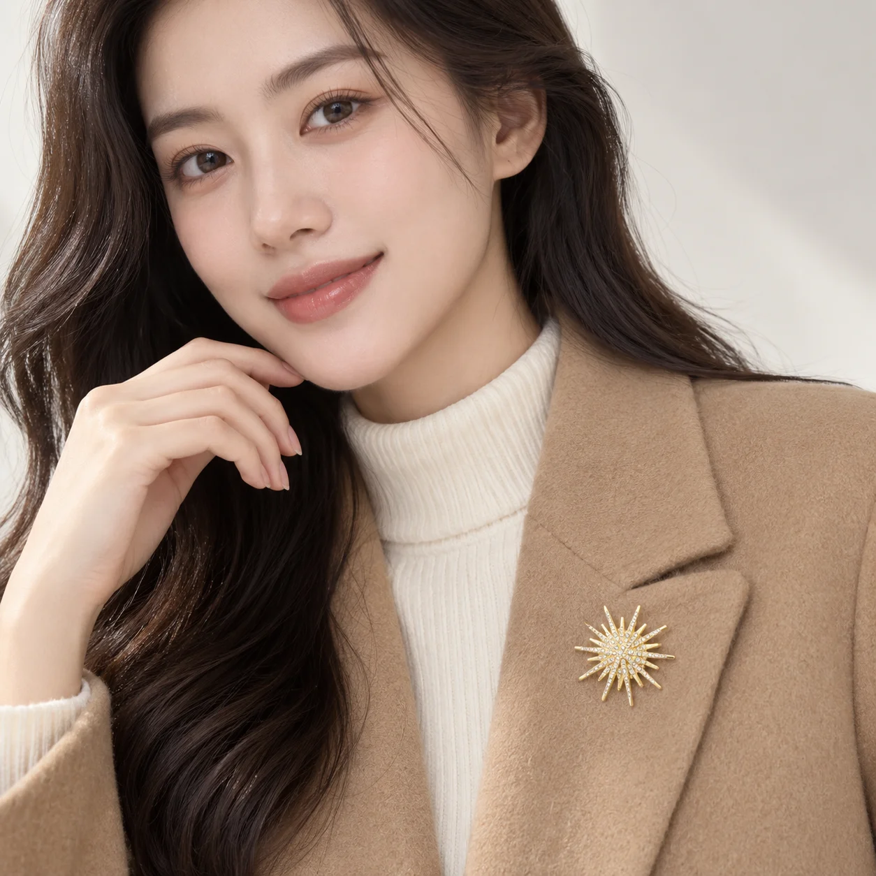 Rhinestone Radiating Star Brooch for Women, Gold Alloy Sunflower Shaped Pin, Shining Geometric Brooch, Adult Women's Suit Jacket Sweater Shirt Dress Scarf Decoration Accessory, Daily Commuting, Dating, Party, Banquet, Wedding, Photography Outfit, Fashionable Versatile Elegant Brooch, European and American Style Clothing Accessories, Bag Decoration, Hat Accessories, Exquisite Sparkling Light Luxury High-End Feel, Eye-Catching Gift Recommendation, All-Season Versatile, Elegant Brooch, Trendy Style, Personalized Accessories, New Product, Hot-Selling Item