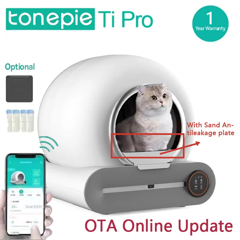 【Ship From Spain】【English Version】Tonepie Automatic Smart Cat Litter Box App Control Pet Toilet Litter Tray Ionic Deodorizer 65L