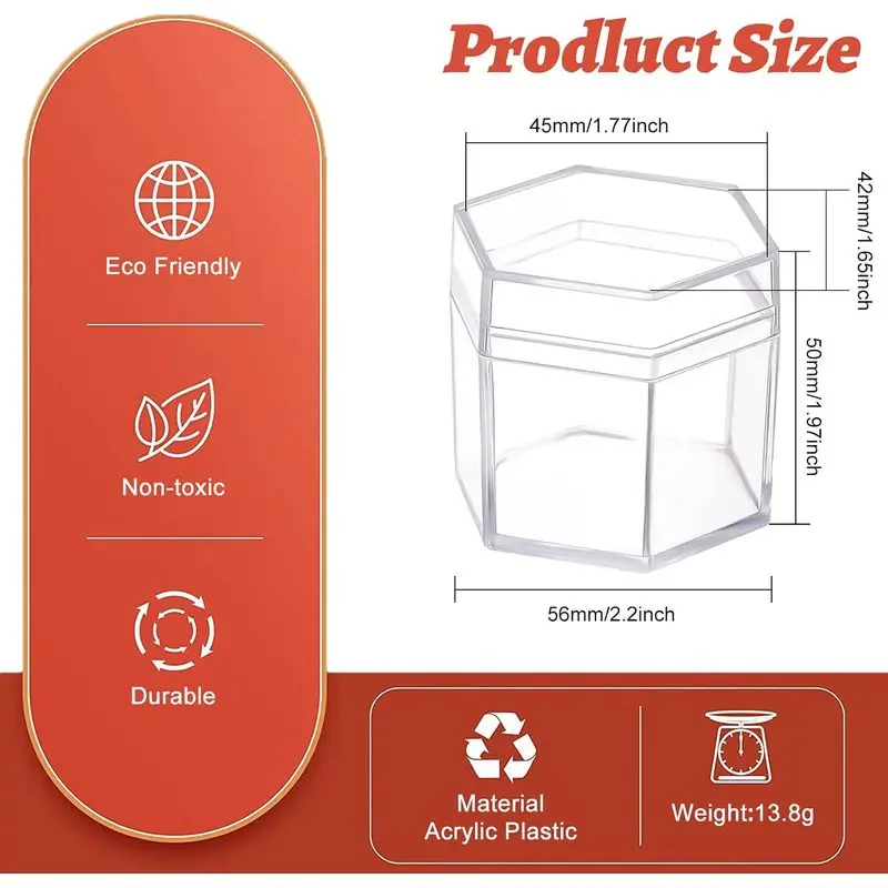 10 Pcs Clear Hexagon Acrylic Boxes 5.6x5cm Small Plastic Storage Containers For Gifts Weddings Party Favors Candies Treats