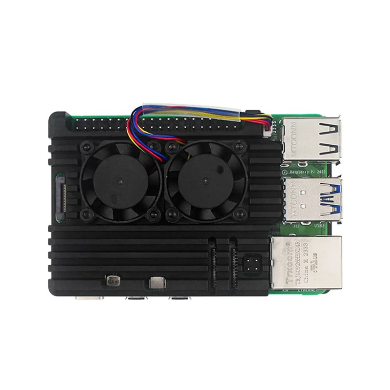 

M05K For Raspberry Pi 5 Aluminum Alloy Case Heatsink Cooler, Passive Cooling Case For Raspberry Pi 5 With Dual Cooling Fan