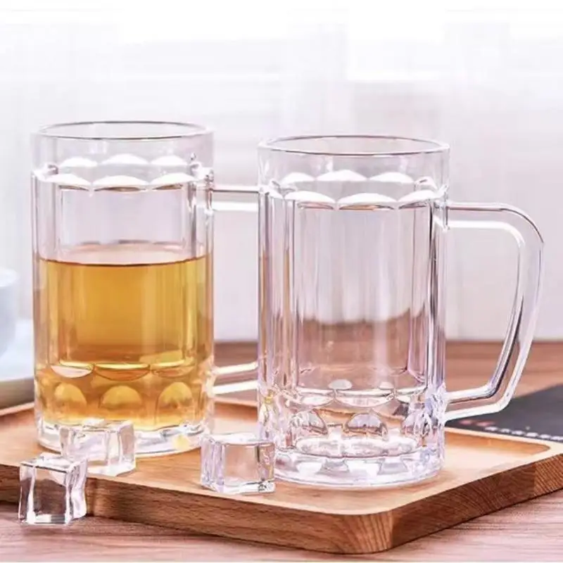 1PCS Acrylic Beer Mug 500ML Unbreakable Clear Plastic Beer Cup Shatterproof Drinking Glass Reusable Barware Beverage Water Juice view 3