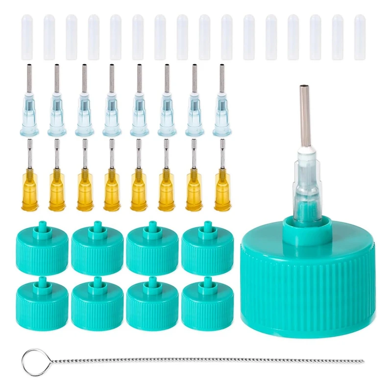 

8Pcs Precision Applicator Caps,With Round & Flat Needles Purpose Paint Applicator Lid For Bottle With Neck Size 24-410