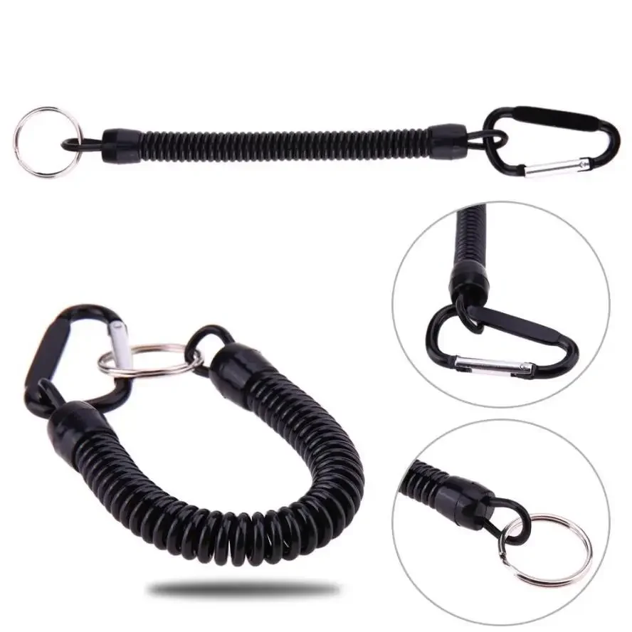 1PC Fishing Lanyard Spring Rope Outdoor Hiking Camping Anti-lost Phone Keychain Molle Tactical Backpack Attactment Spring Strap