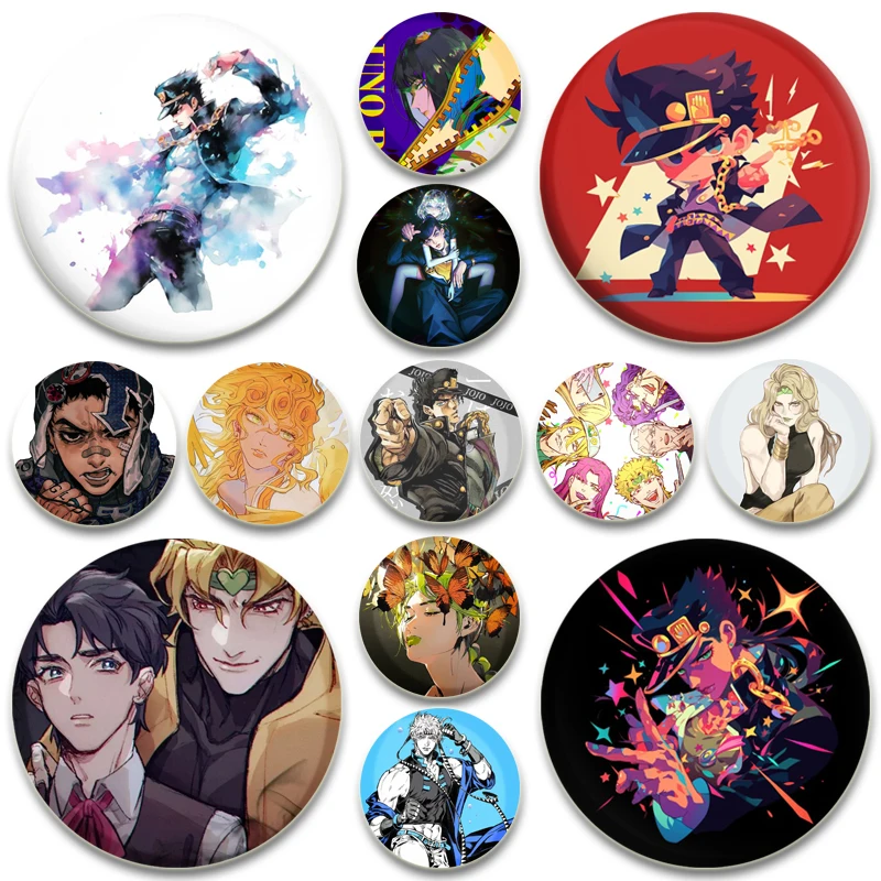 Anime Jojo's Bizarre Adventure Brooches JOLYNE CUJOH FF Kujo Jotaro Cartoon Badge Backpack Decoration Gifts Round Enamel Pins
