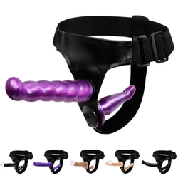 Double Penis Dual Ended Strapon Ultra Elastic Harness Belt Strap On Dildo Adult Sex Toys for Woman Couples Anal Soft Dildos