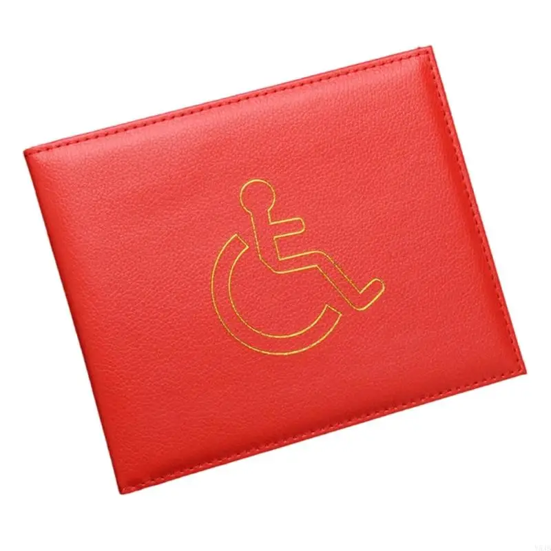 Y5JB Disabled Badge Holder Parking Pass Permit Holder PU Leather Disabled Badge and Timer Holder for Disabled Needs