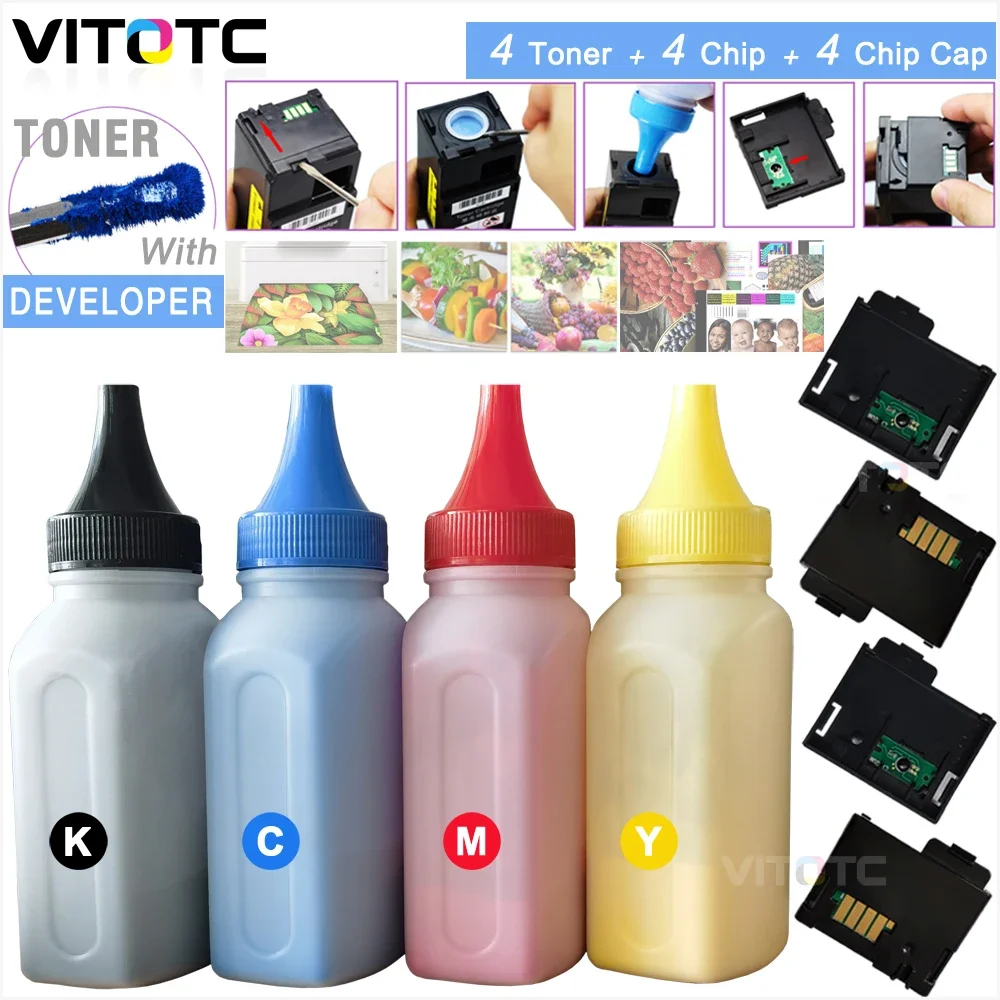 

4 Pack Refill Toner Powder Cartridge Reset Chip Cover Cap Kit For Xerox Phaser 6020 6022 WorkCentre 6025 6027 Laser Printer