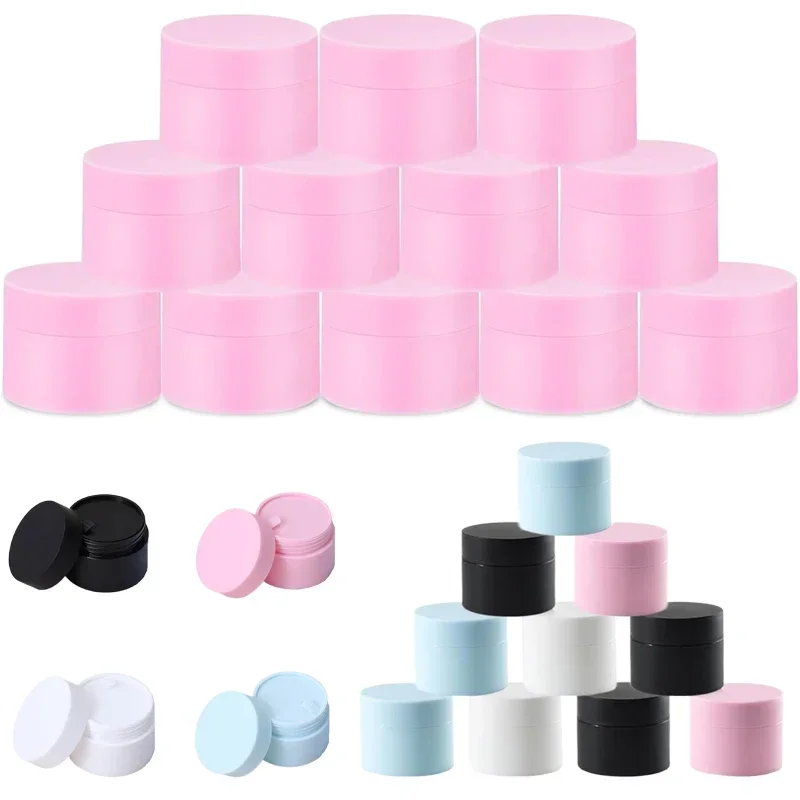 5Pcs 5g/15g/20g/30g/50g Empty Plastic Creams Jars with Screw Lid & Liners Portable Travel Containers For Makeup Lip Balm Creams