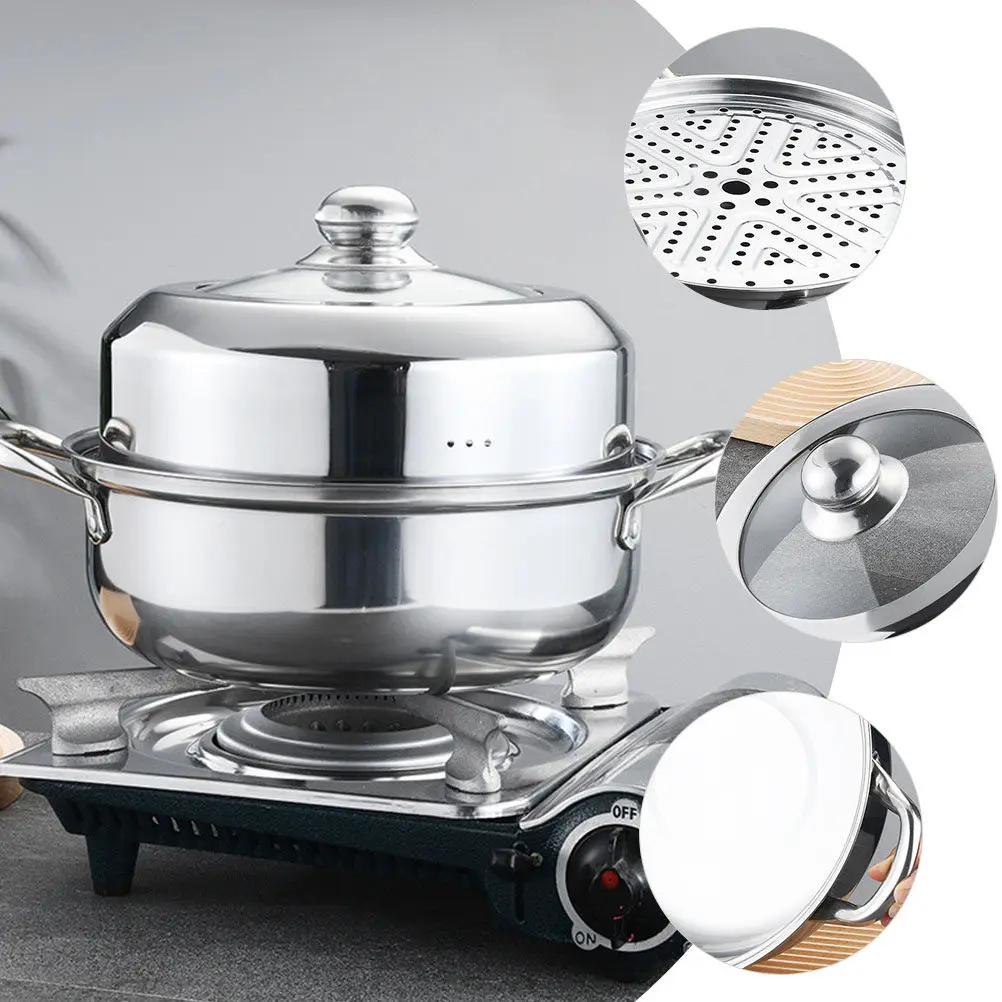 

Large Capacity Steamer Pot Thickened Stainless Steel Construction Multi Layer Stackable Food Steamer for Efficient Kitchen