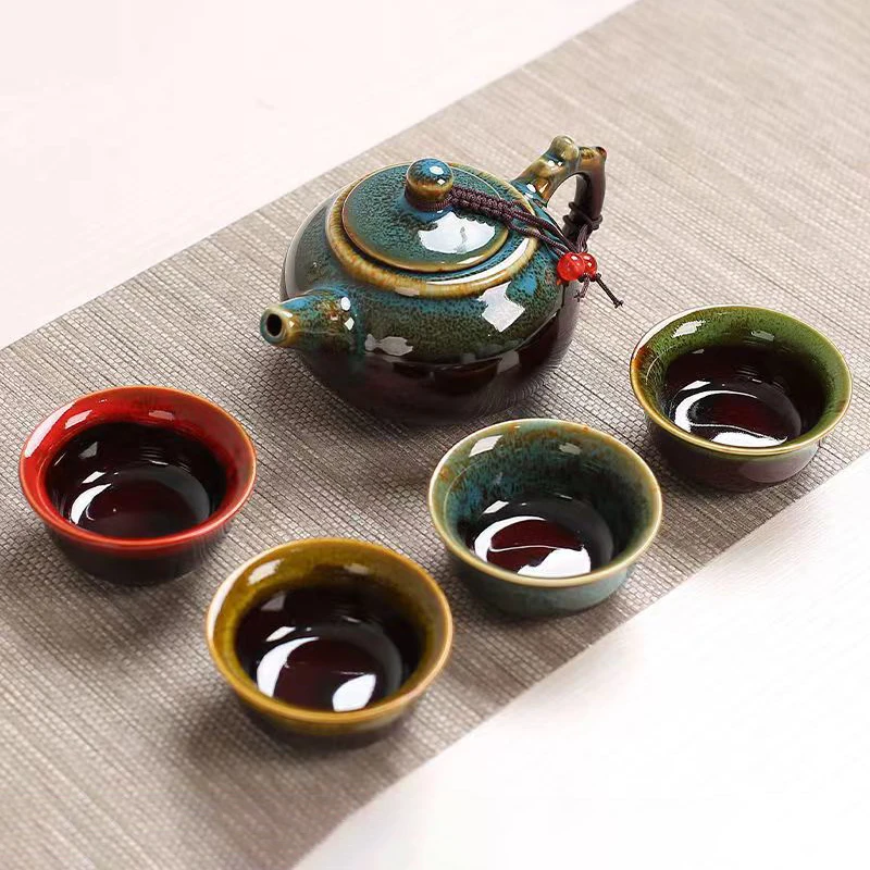 Ceramic Kiln Glaze Travel Tea Set Express Cup Kettles Cups Ceramic and Pottery Chinese Pot Coffee Teapot Teapot Set Gaiwan Tools