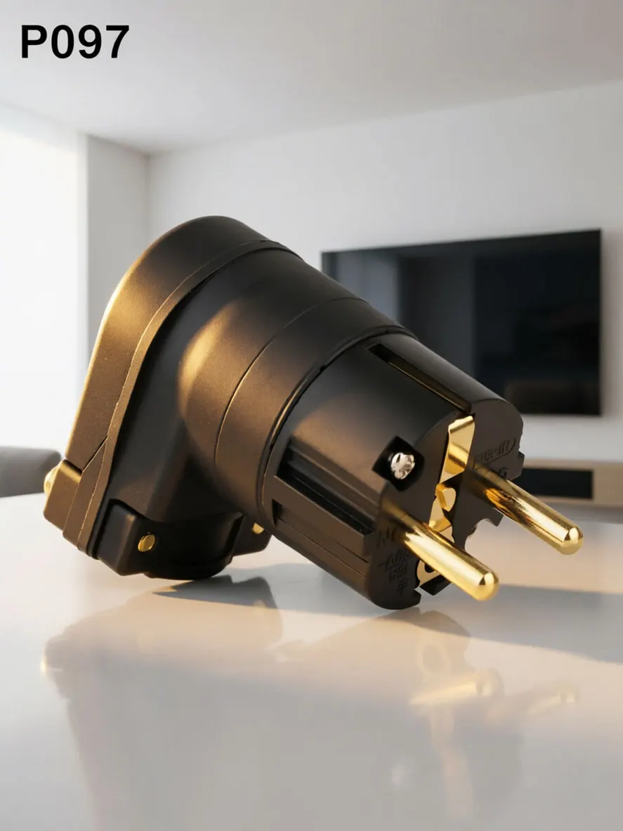 Anti-Resonance L-Shaped AC Connector - Rhodium Plated Alpha Copper Conductors, Floating Field Damper System, Nylon/Carbon Fiber