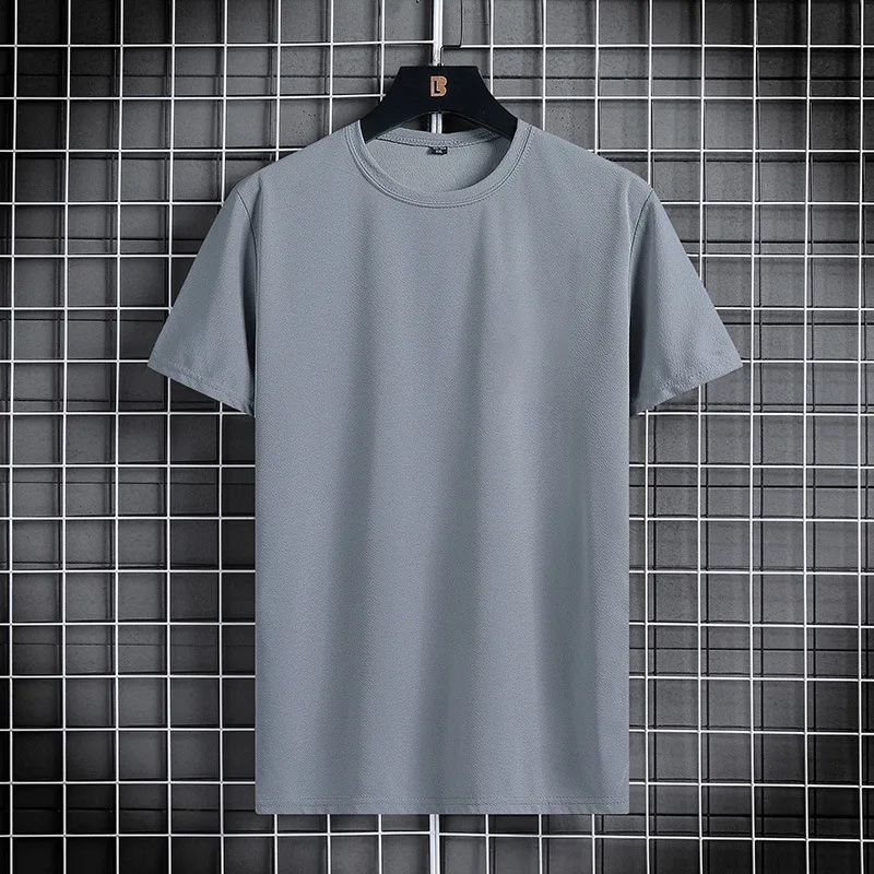 تي شيرت بأكمام قصيرة للرجال والنساء ، رقبة مستديرة ، قصة ضيقة ، بلوزة جيدة التهوية ، أحادية اللون ، جري ، عصرية ، كورية ، صيف