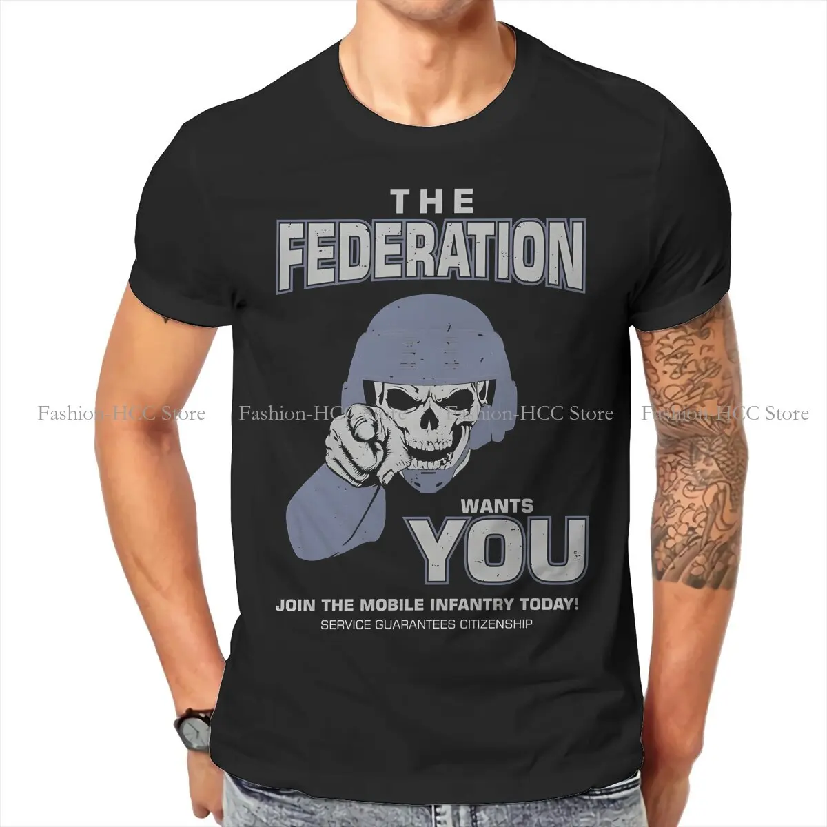 Starship Troopers TShirt for Men FEDERATION WANTS YOU Basic Casual Sweatshirts T Shirt Novelty Trendy