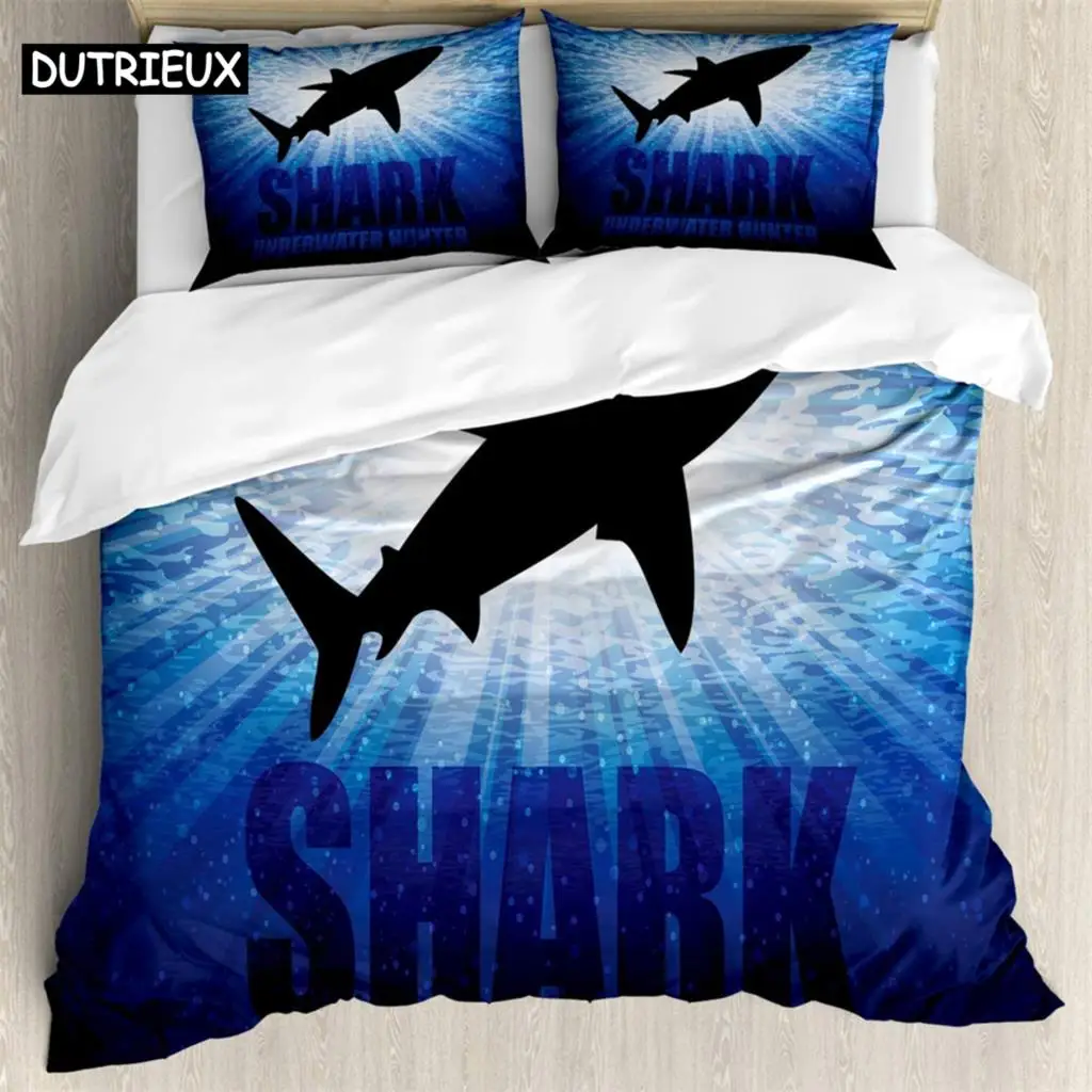 

Big shark 3Pcs Bedding Sets 3D Digital Printing Custom Quilt Duvet Cover Set Home Queen King Quilt Pillowcase