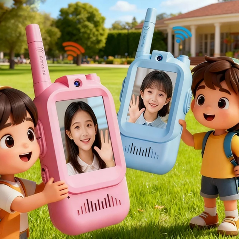 Paquete de walkie-talkie de vídeo para niños, juguetes recargables para interiores y exteriores, para acampar, viajar, regalo de cumpleaños, interactivo para bebés