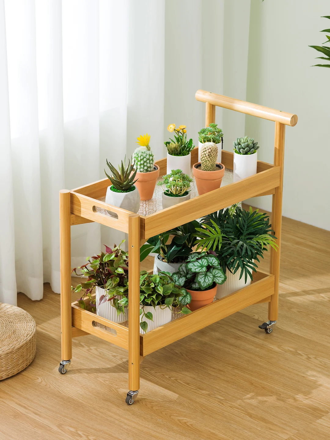

Trolley Flower Stand Living Room Floor-Standing Multi-Layer Balcony Rack Simple Modern Succulent Jardiniere