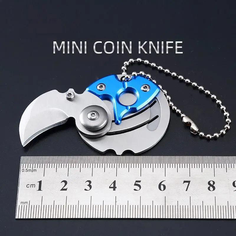 

1pc Mini Portable EDC Keychain Knife - Stainless Steel Fixed Blade Tool with Peeler & Chain for Camping Hiking Outdoor