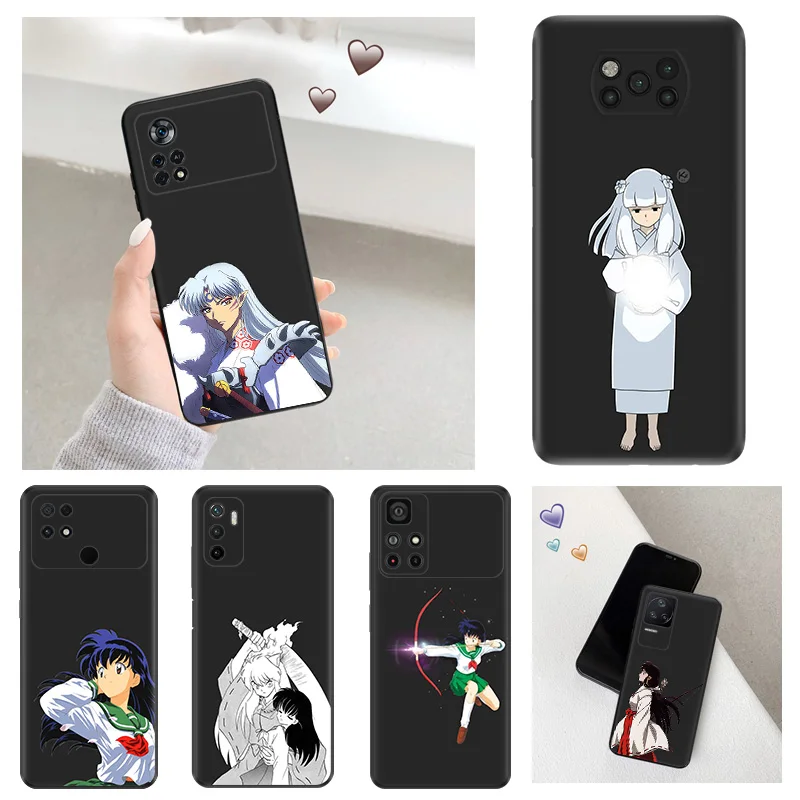 Anti-Drop Soft Phone Case For Xiaomi Poco x5 5G x4 x3 f3 gt f4 f5 m5 m4 m3 c40 c50 c51 Higurashi-Kagome Fashion Inuyasha Cover