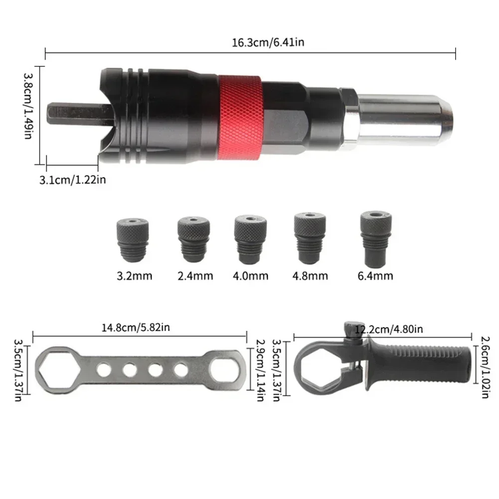 Herramienta de remachado automático con agarre cómodo, herramienta de remachado inalámbrica, agarre antideslizante, fácil instalación, cabezal de acero forjado